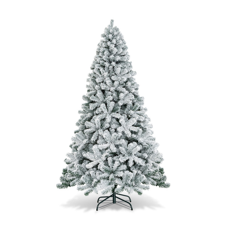 7.5 Feet Snow Flocked Hinged Artificial Christmas Tree without LightsCostway Gallery View 1 of 11
