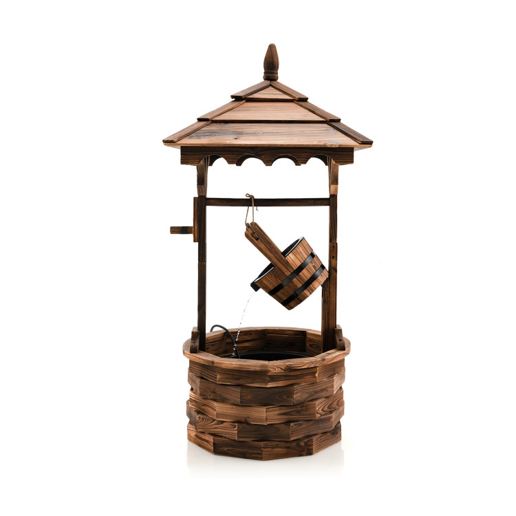 Patio Wooden Water Fountain with Electric Pump-BrownCostway Gallery View 1 of 8