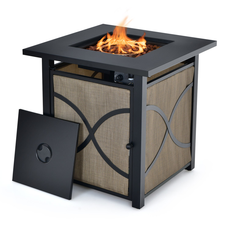 25 Inch 40000 BTU Propane Fire Pit Table with Lid and Fire GlassCostway Gallery View 7 of 10