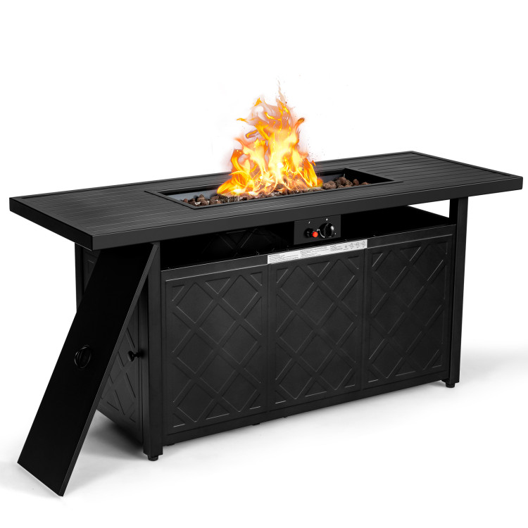 57 Inch 50,000 BTU Rectangular Propane Outdoor Fire Pit Table-BlackCostway Gallery View 9 of 12