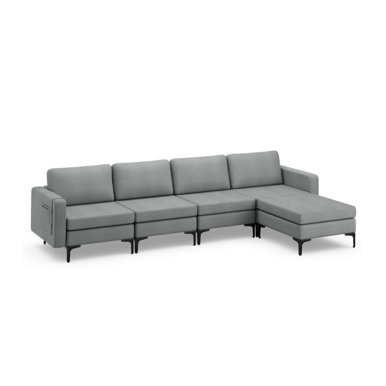 1/2/3/4-Seat Convertible Sectional Sofa with Reversible Ottoman-4-Seat L-shaped with 2 USB PortsCostway Gallery View 13 of 13