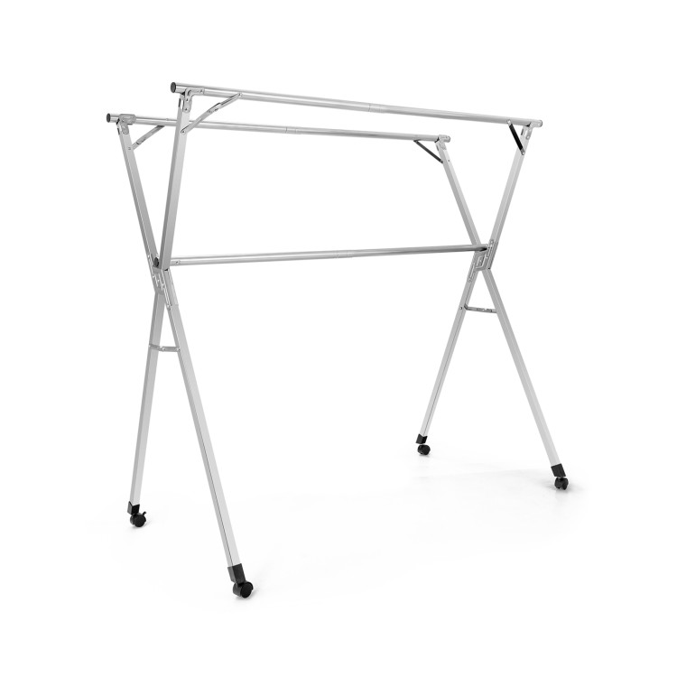 White Metal Collapsible Clothes Drying Rack