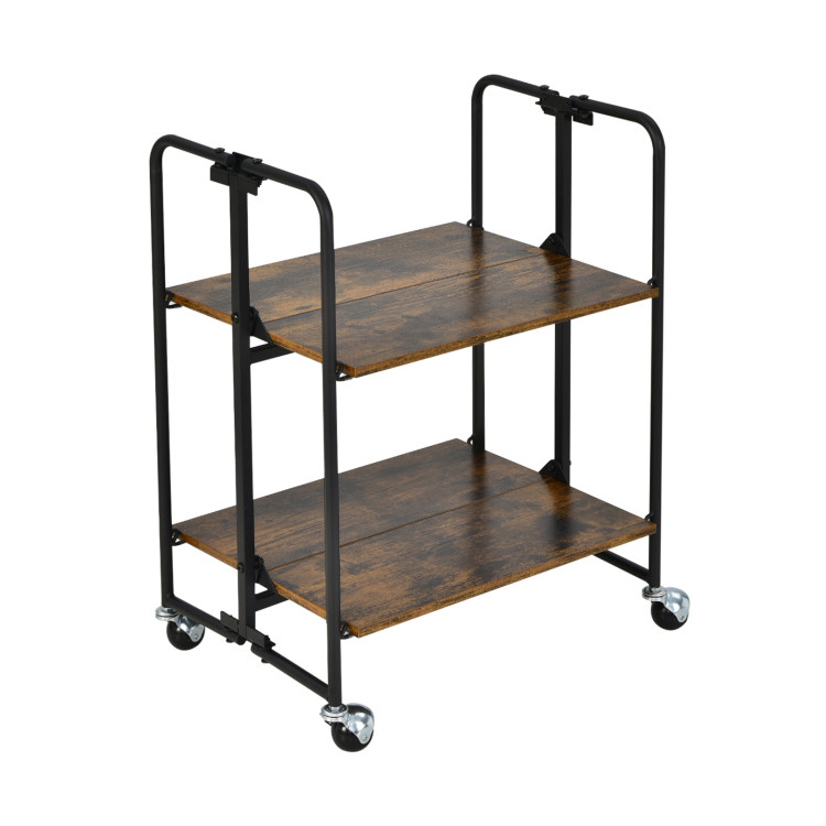 Foldable Rolling Cart with Storage Shelves for Kitchen - Gallery View 1 of 11