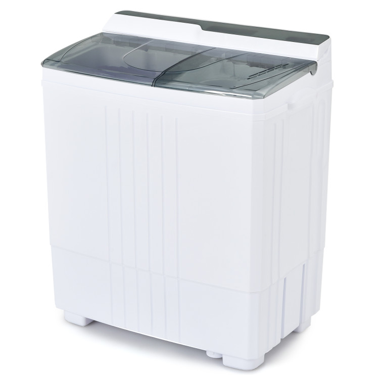 Twin Tub Portable Washing Machine with Timer Control and Drain Pump for Apartment-GrayCostway Gallery View 4 of 13