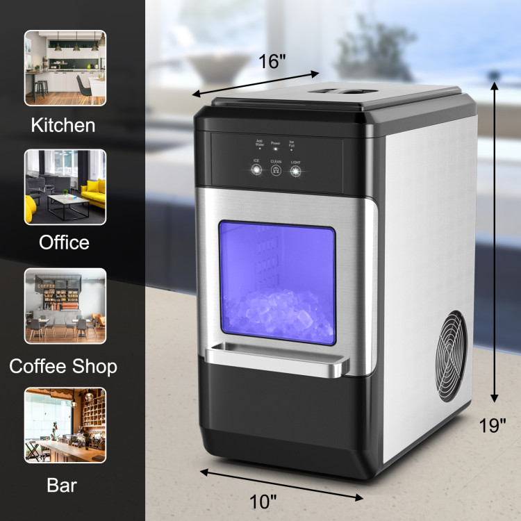 Ice Maker Countertop 44lbs Per Day with Ice Shovel and Self-Cleaning-BlackCostway Gallery View 4 of 11