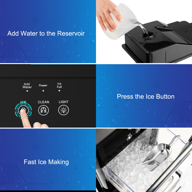 Ice Maker Countertop 44lbs Per Day with Ice Shovel and Self-Cleaning-BlackCostway Gallery View 11 of 11