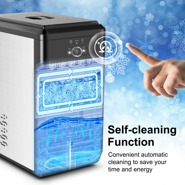 Ice Maker Countertop 44lbs Per Day with Ice Shovel and Self-Cleaning-BlackCostway Gallery View 5 of 11