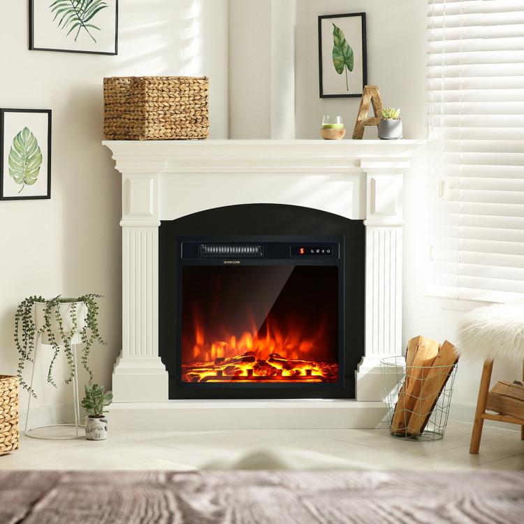 18 Inch 1500W Electric Fireplace Freestanding and Recessed HeaterCostway Gallery View 2 of 9