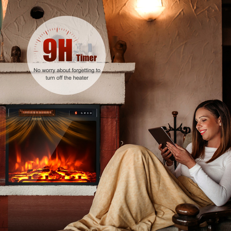 18 Inch 1500W Electric Fireplace Freestanding and Recessed HeaterCostway Gallery View 6 of 9