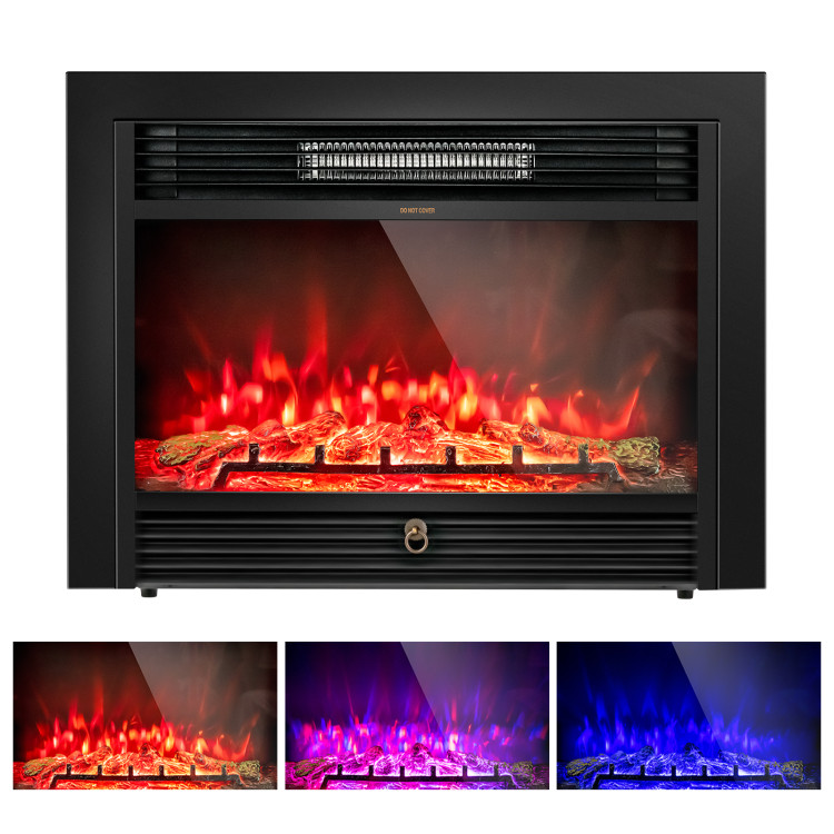 28.5 Inch 750W/1500W Electric Fireplace insert with Adjustable Flame Color and TimerCostway Gallery View 8 of 12