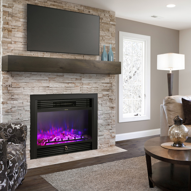 28.5 Inch 750W/1500W Electric Fireplace insert with Adjustable Flame Color and TimerCostway Gallery View 6 of 12