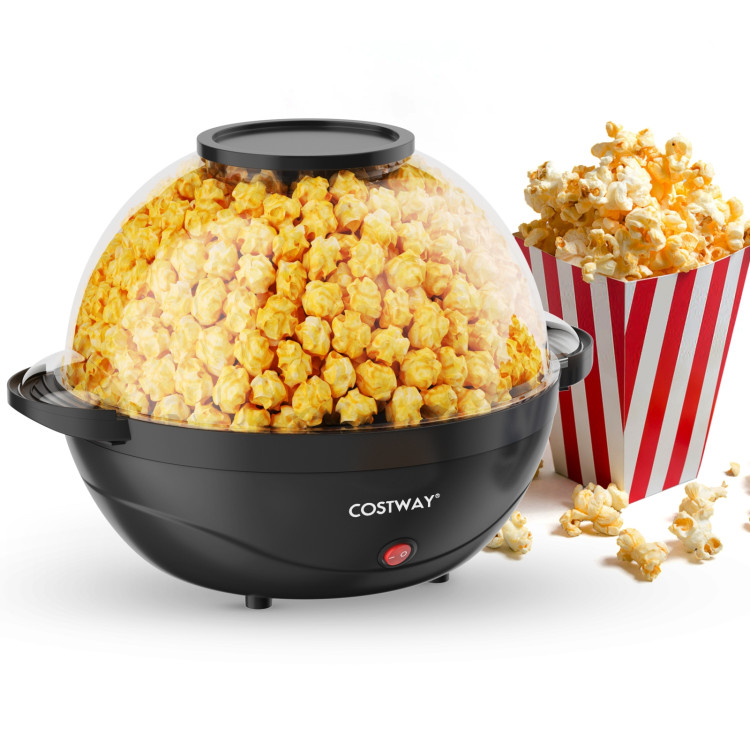 6QT Stirring Popcorn Popper Maker with Nonstick Plate-BlackCostway Gallery View 8 of 12
