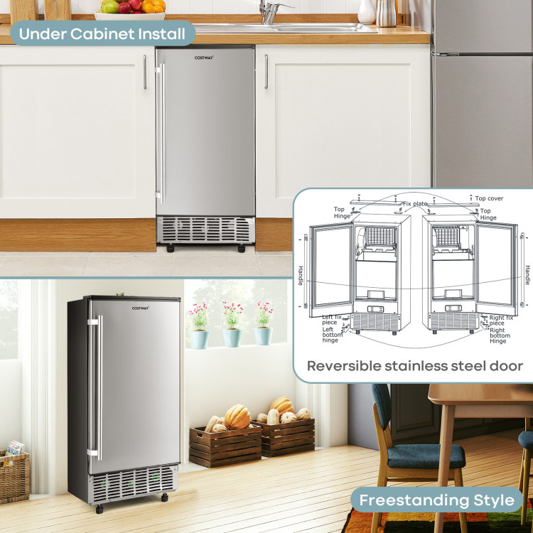 Free-Standing Built-in Ice Maker with 80lbs per Day-SilverCostway Gallery View 3 of 12