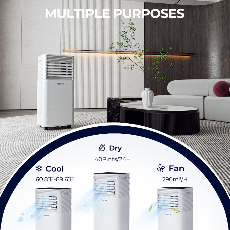 8000 BTU 3-in-1 Air Cooler with Dehumidifier and Fan Mode-WhiteCostway Gallery View 10 of 11