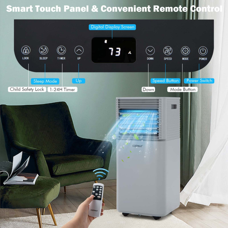  Portable Air Conditioners,8000 BTU(ASHRAE) /5300 BTU (SACC),  Compact Home A/C Cooling Unit with Remote Controller,Built-in  Dehumidifier,Fan Modes,up to 200 Sq.Ft,white,New 2023 Model : Home & Kitchen