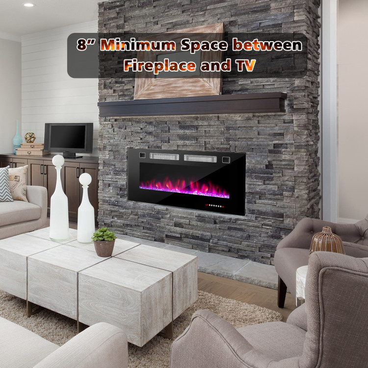 42 Inch Ultra-Thin Electric Fireplace with Decorative Crystals and Smart APP Control-42 inchCostway Gallery View 1 of 10