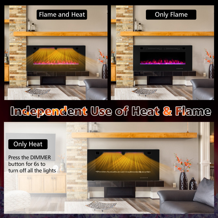 42 Inch Ultra-Thin Electric Fireplace with Decorative Crystals and Smart APP Control-42 inchCostway Gallery View 9 of 10