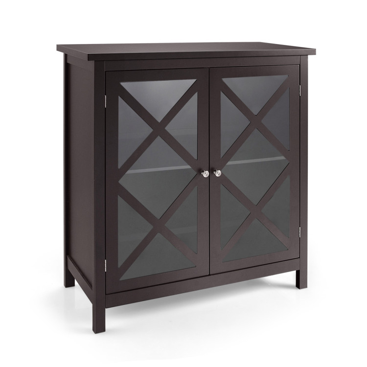 Fancyarn Sideboard Buffet Cabinet with Glass Doors and Adjustable Shelf -  fancyarnfurniture