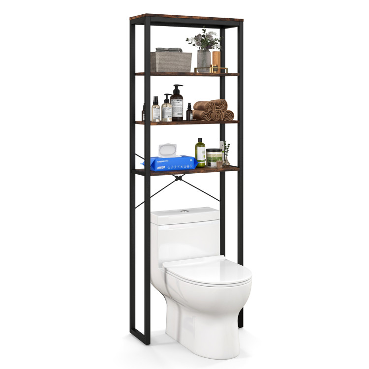 Homfa Over The Toilet Storage, 2 Tier Bathroom Organizer with  Multi-Functional Shelves, Toilet Storage Rack, White 