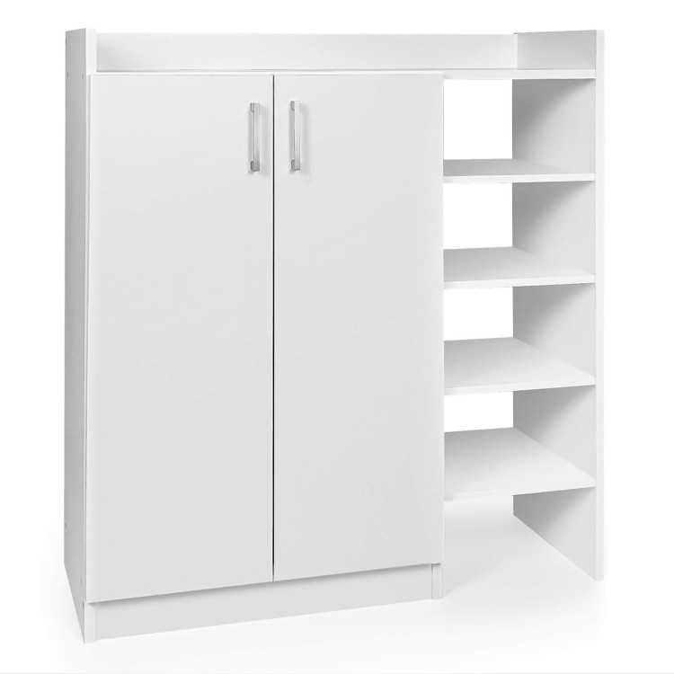 Freestanding Shoe Cabinet with 3-Postition Adjustable Shelves-WhiteCostway Gallery View 3 of 9
