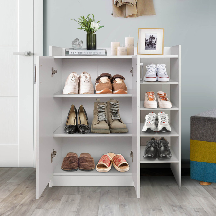 Freestanding Shoe Cabinet with 3-Postition Adjustable Shelves-WhiteCostway Gallery View 7 of 9