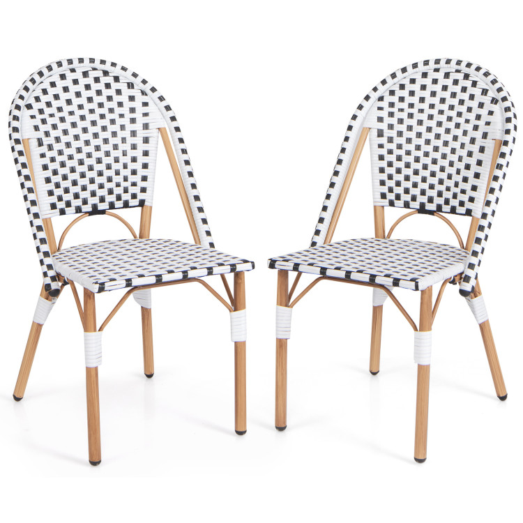French Bistro Chair Set of 2 with Galvanized Metal Framex - Gallery View 1 of 9