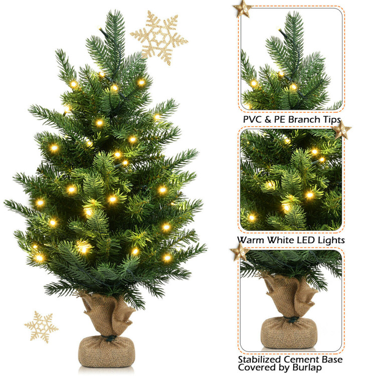 24 Inch Tabletop Fir Artificial Christmas Tree with LED LightsCostway Gallery View 10 of 10