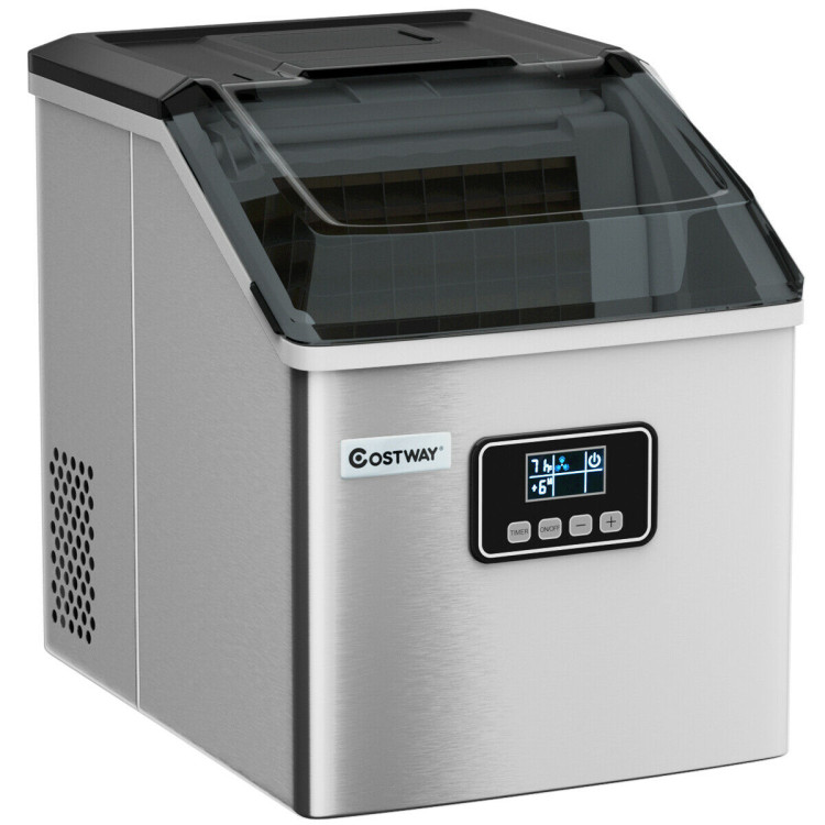 48 lbs Stainless Self-Clean Ice Maker with LCD DisplayCostway Gallery View 1 of 13