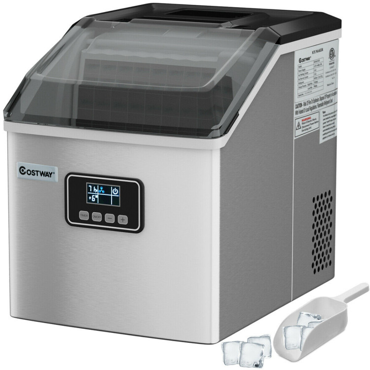48 lbs Stainless Self-Clean Ice Maker with LCD DisplayCostway Gallery View 7 of 13