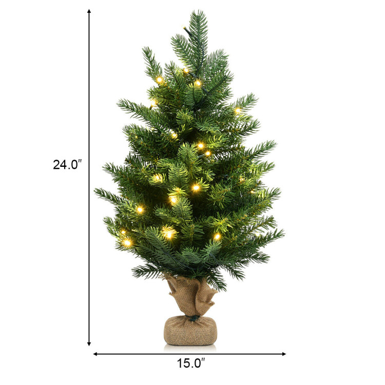24 Inch Tabletop Fir Artificial Christmas Tree with LED LightsCostway Gallery View 4 of 10