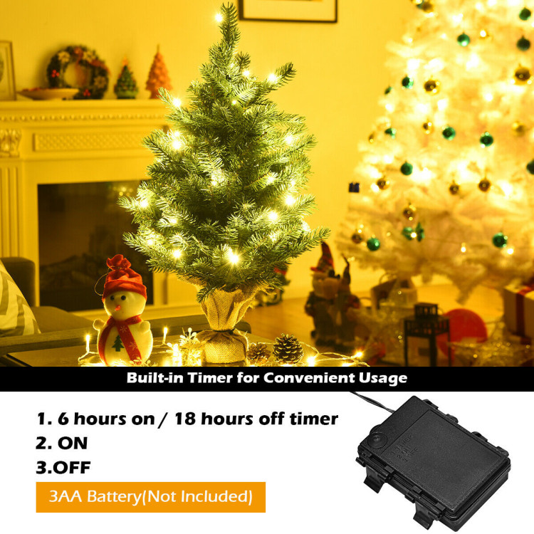 24 Inch Tabletop Fir Artificial Christmas Tree with LED LightsCostway Gallery View 9 of 10