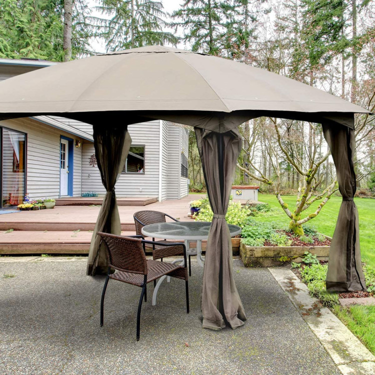 11.5 x 11.5 Feet Fully Enclosed Outdoor Gazebo with Removable 4 WallsCostway Gallery View 3 of 8