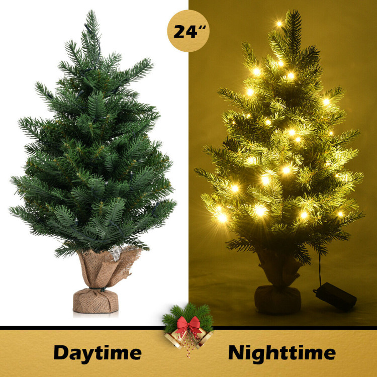 24 Inch Tabletop Fir Artificial Christmas Tree with LED LightsCostway Gallery View 5 of 10