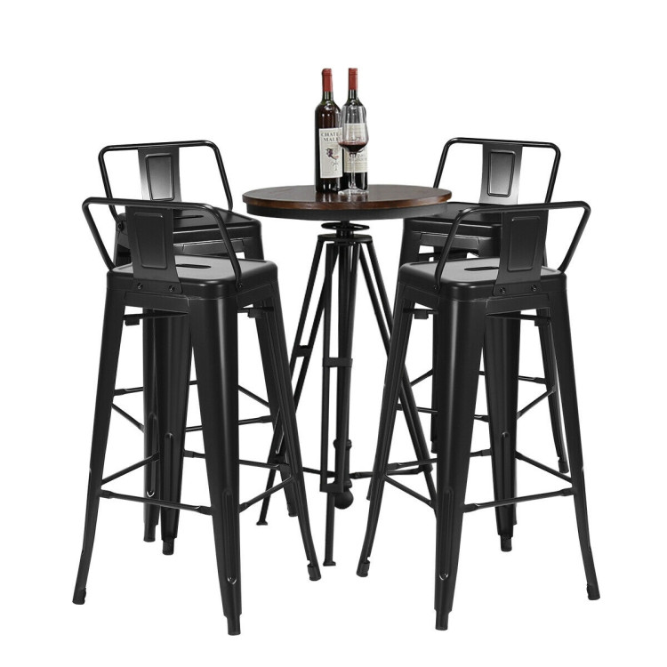30 Inch Set of 4 Metal Counter Height Barstools with Low Back and Rubber Feet-BlackCostway Gallery View 7 of 12
