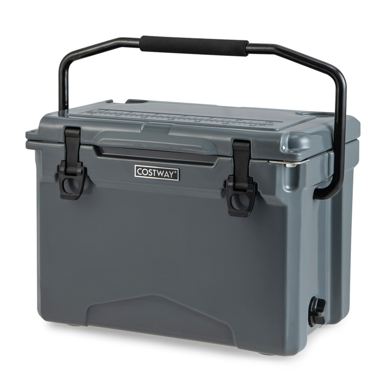 25 QT Hard Cooler with Aluminum Handle and Integrated Cup Holders - Costway