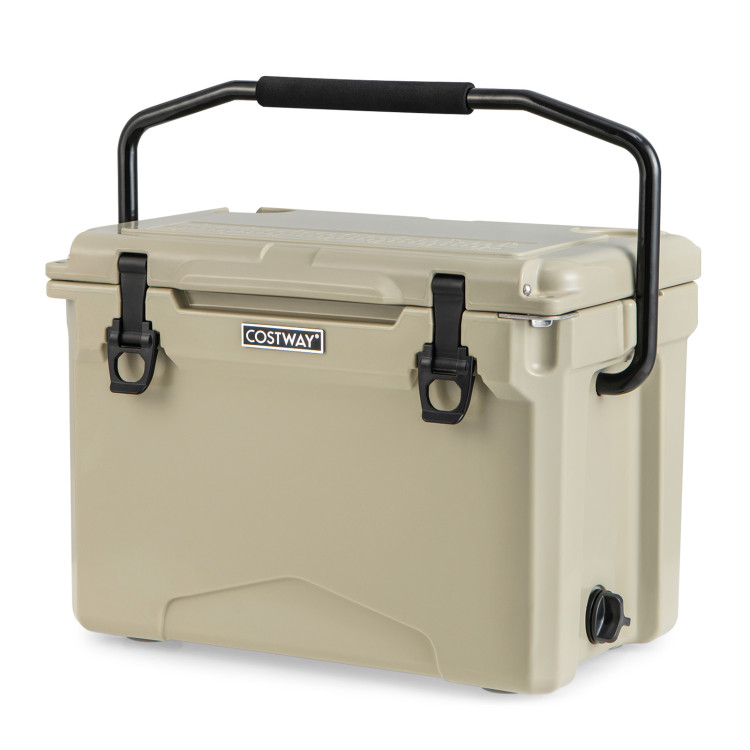 25 QT Hard Cooler with Aluminum Handle and Integrated Cup Holders - Costway