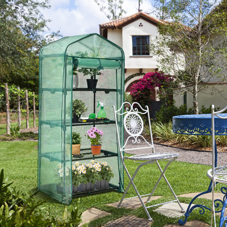 Mini Greenhouse with 4-Tier Rack and Weatherproof PE CoverCostway Gallery View 6 of 10