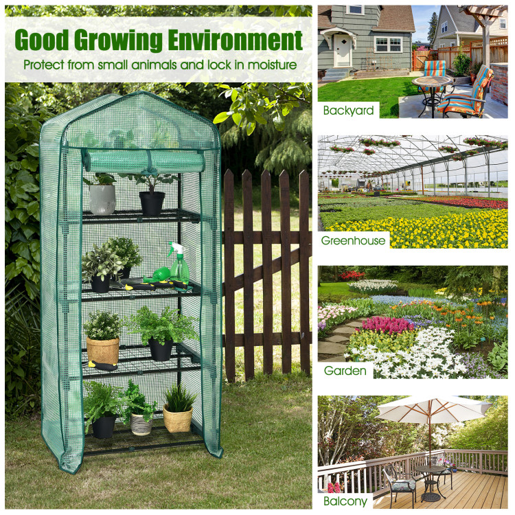 Mini Greenhouse with 4-Tier Rack and Weatherproof PE CoverCostway Gallery View 9 of 10