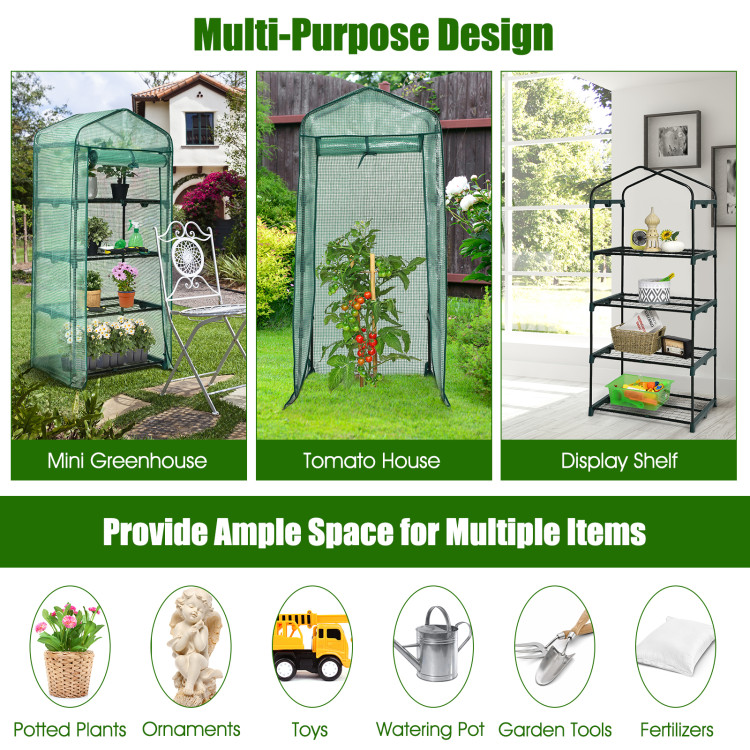 Mini Greenhouse with 4-Tier Rack and Weatherproof PE CoverCostway Gallery View 3 of 10