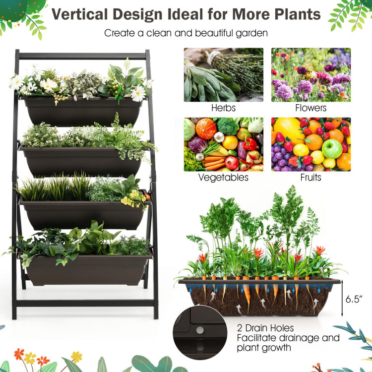 4-Tier Vertical Raised Garden Bed with 4 Containers and Drainage Holes-SCostway Gallery View 5 of 9