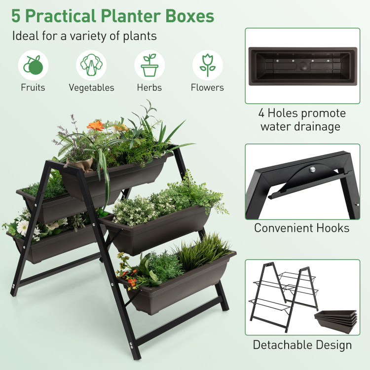 3-Tier Vertical Raised Garden Bed with 5 Plant BoxesCostway Gallery View 5 of 10