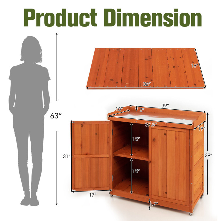 Outdoor Storage Cabinet with Removable Shelf and 4 Universal WheelsCostway Gallery View 4 of 10