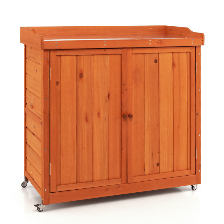 Outdoor Storage Cabinet with Removable Shelf and 4 Universal WheelsCostway Gallery View 1 of 10