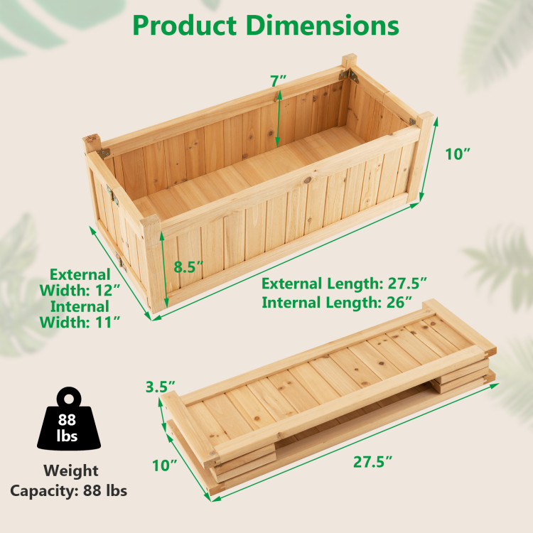 Folding Wooden Raised Garden Bed with Removable Bottom for Herbs Fruits FlowersCostway Gallery View 4 of 10