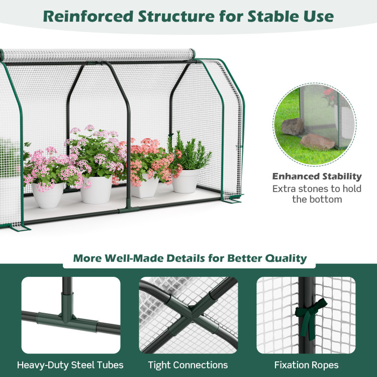 47.5 x 21.5 x 24 Inch Mini Greenhouse with Roll-up Zipper DoorCostway Gallery View 5 of 10