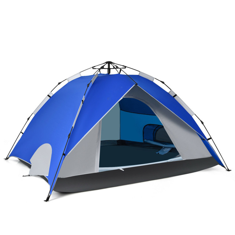 2-in-1 4 Person Instant Pop-up Waterproof Camping Tent - Costway