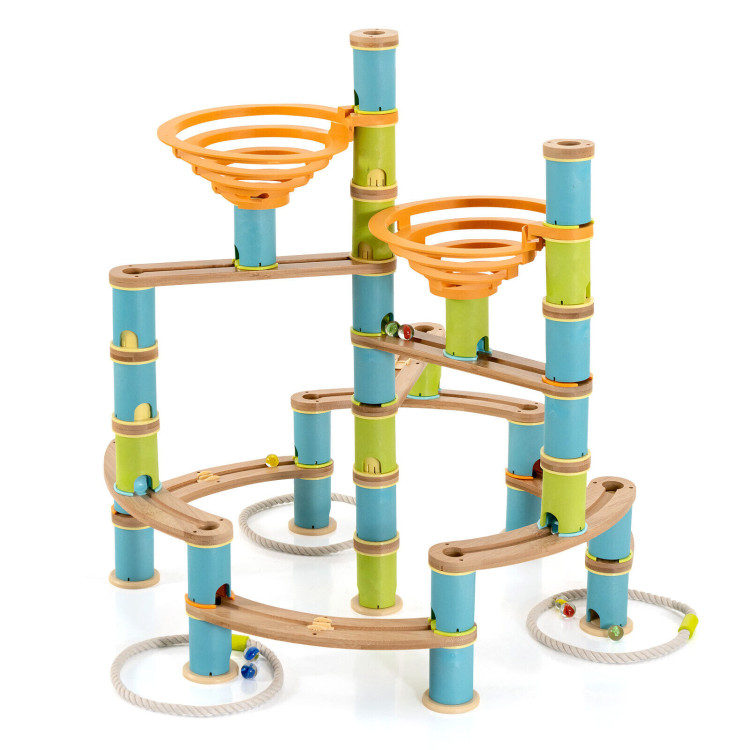 162 Pieces Bamboo Marble Run Educational Learning Toy SetCostway Gallery View 1 of 10