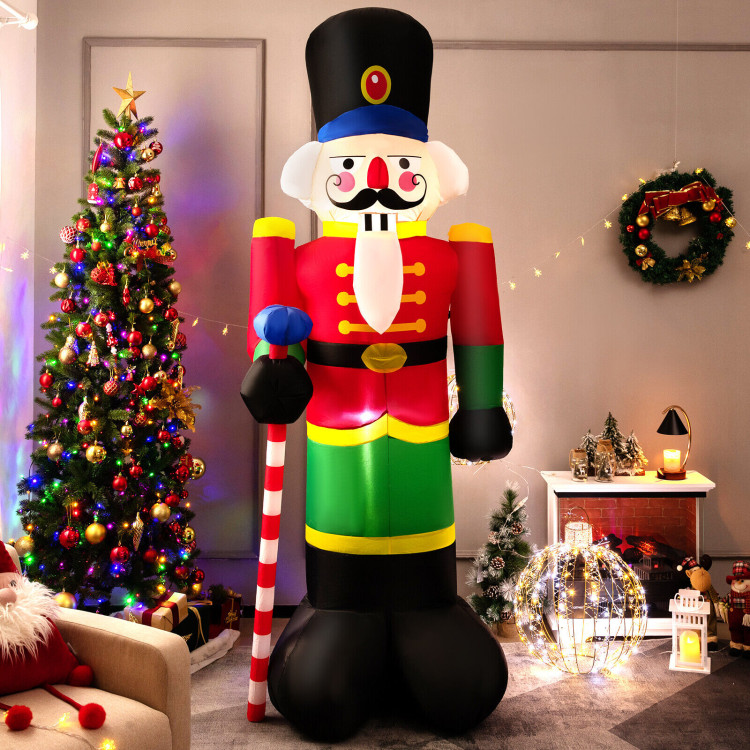 8 Feet Inflatable Nutcracker Soldier with 2 Built-in LED LightsCostway Gallery View 2 of 10