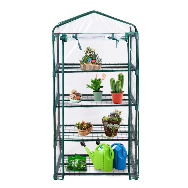 Outdoor Portable Mini 4 Shelves GreenhouseCostway Gallery View 6 of 10