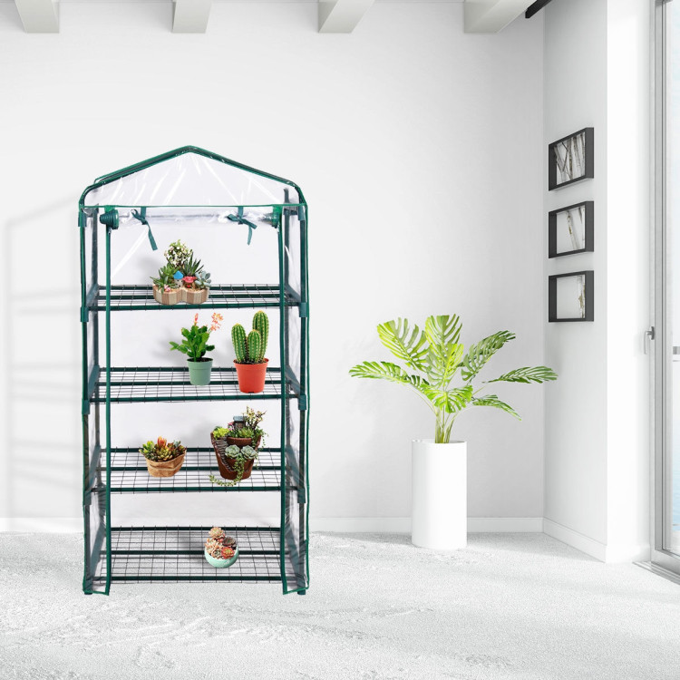 Outdoor Portable Mini 4 Shelves GreenhouseCostway Gallery View 1 of 10